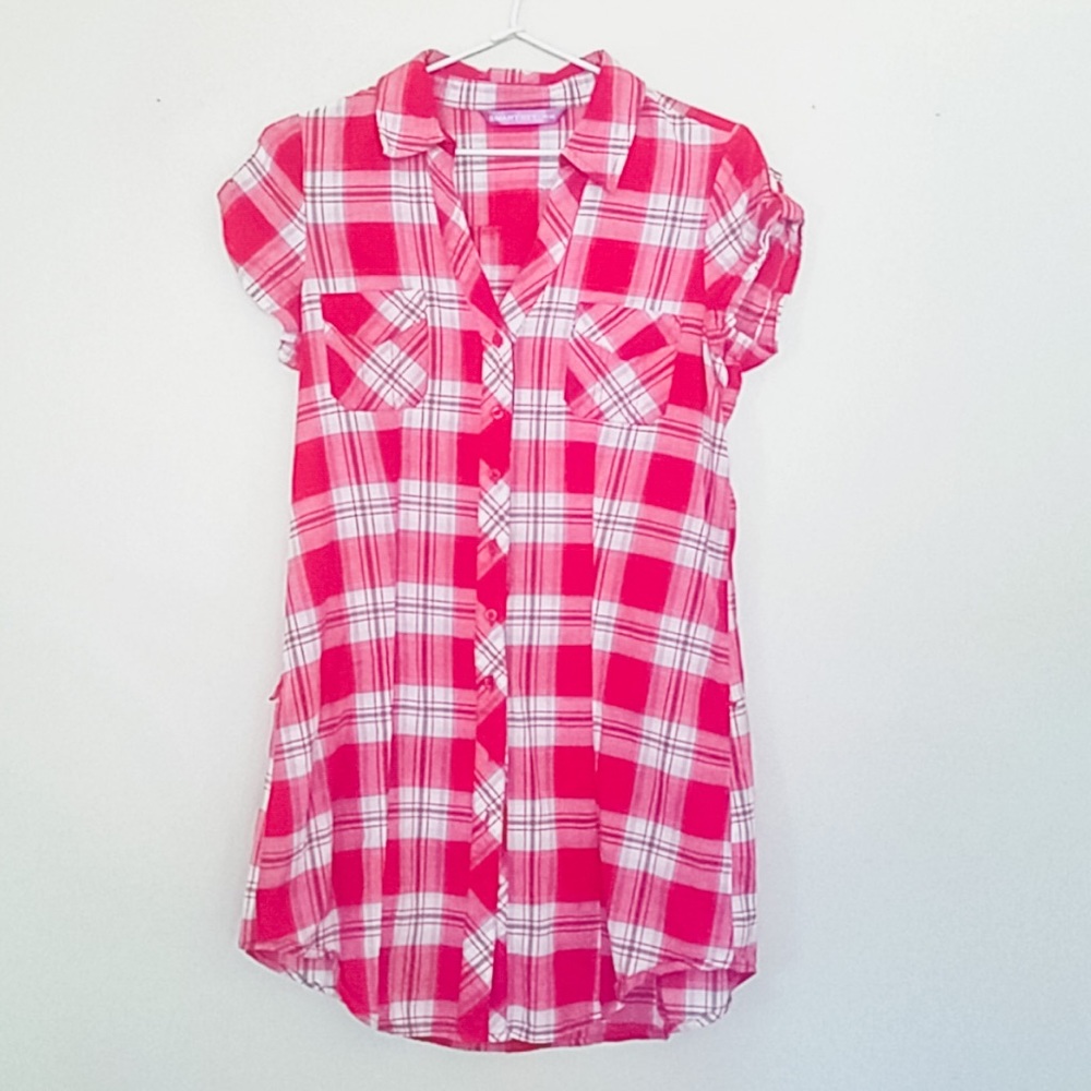 Plaid Short Sleeve Shirt | Smart Set | XS